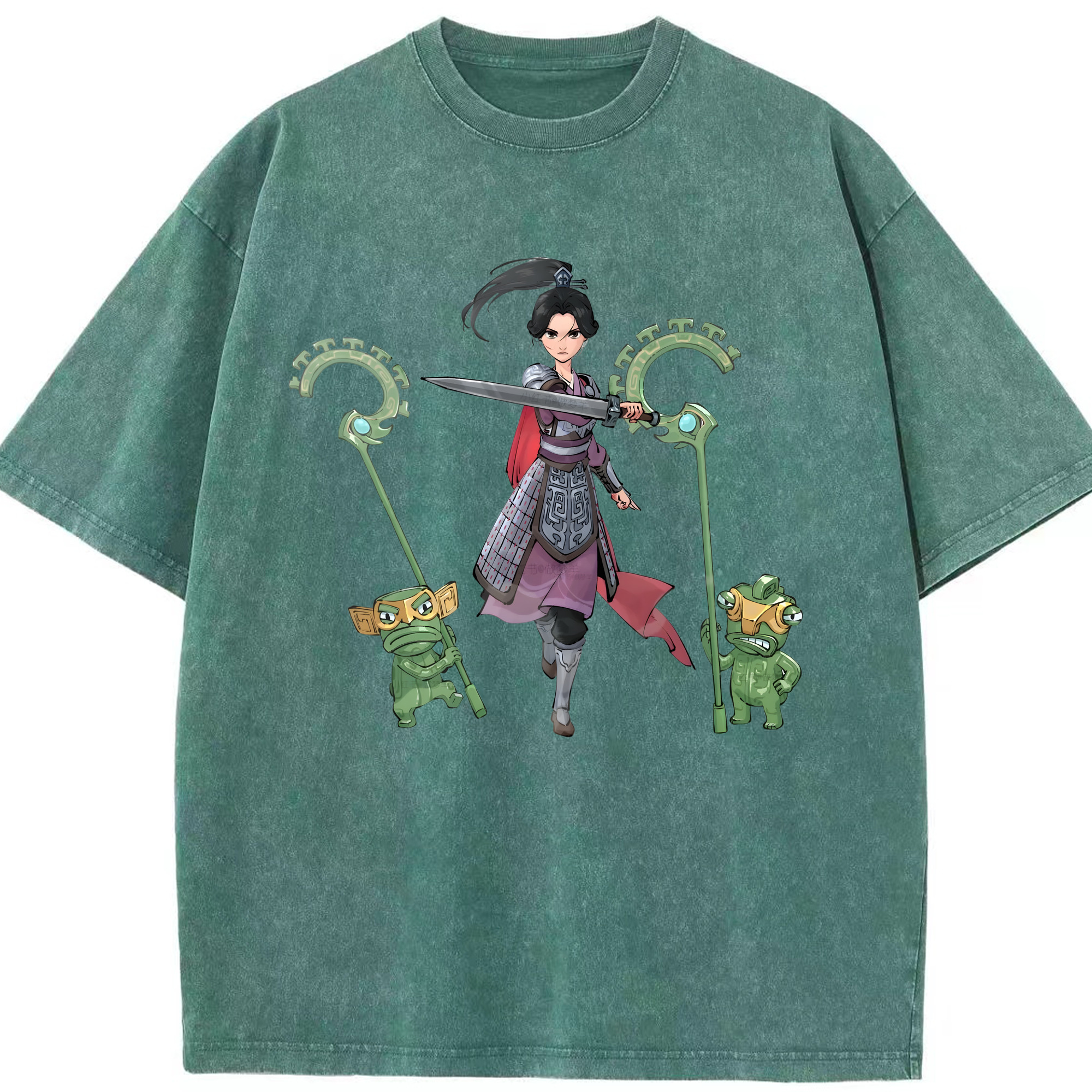 （画像用） Ne Zha 2 ナタ 魔童の大暴れ 綿100% ヴィンテージ風 半袖Tシャツ（フロントプリント）